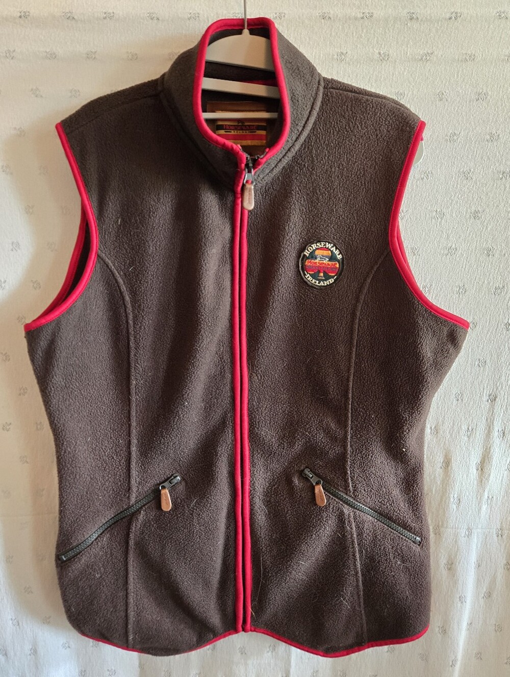 Horseware Ireland Women's Brown Fleece Vest with Red Trim Size XL